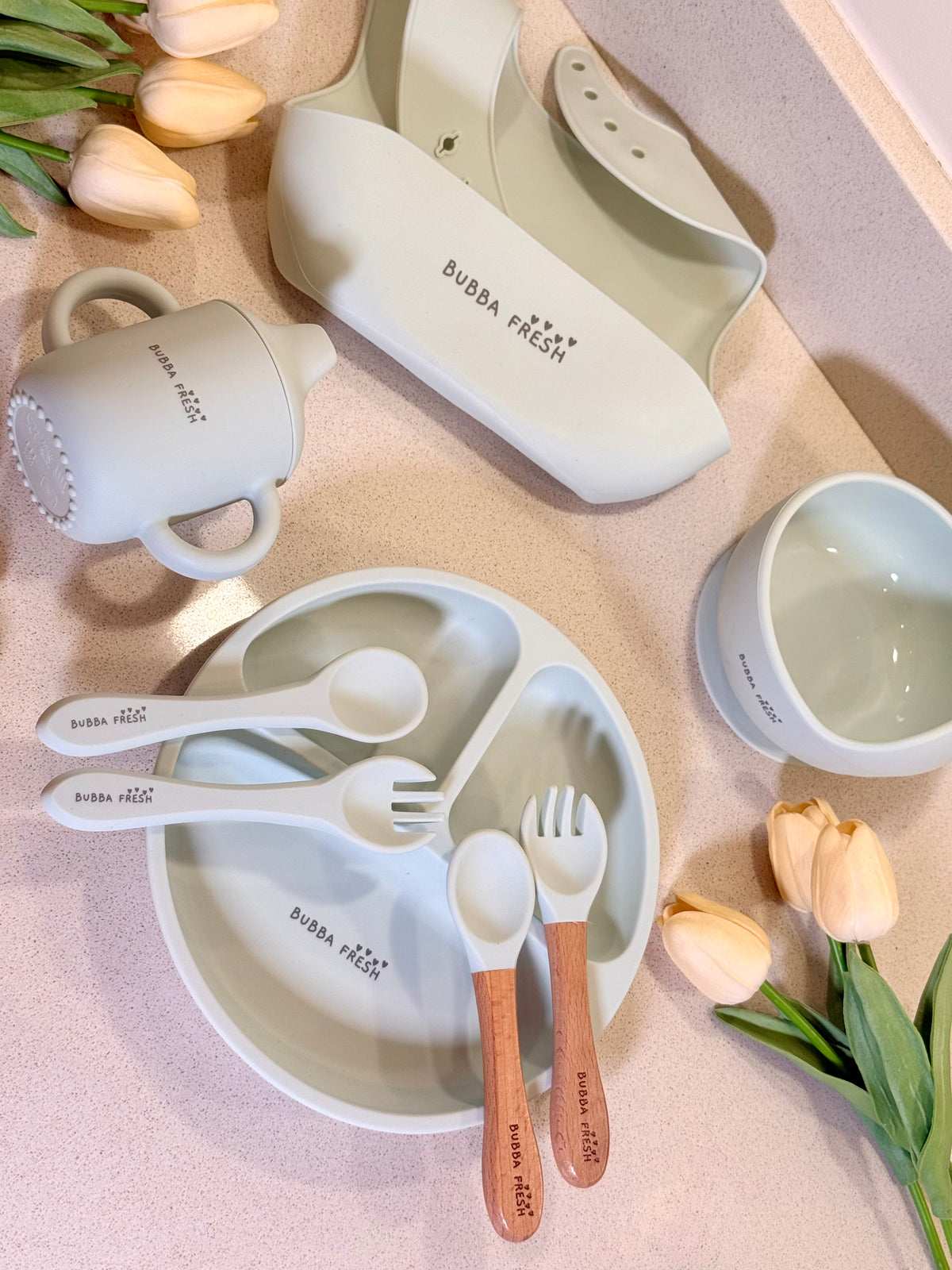 Bubba Fresh 8pc Silicone Mealtime Set