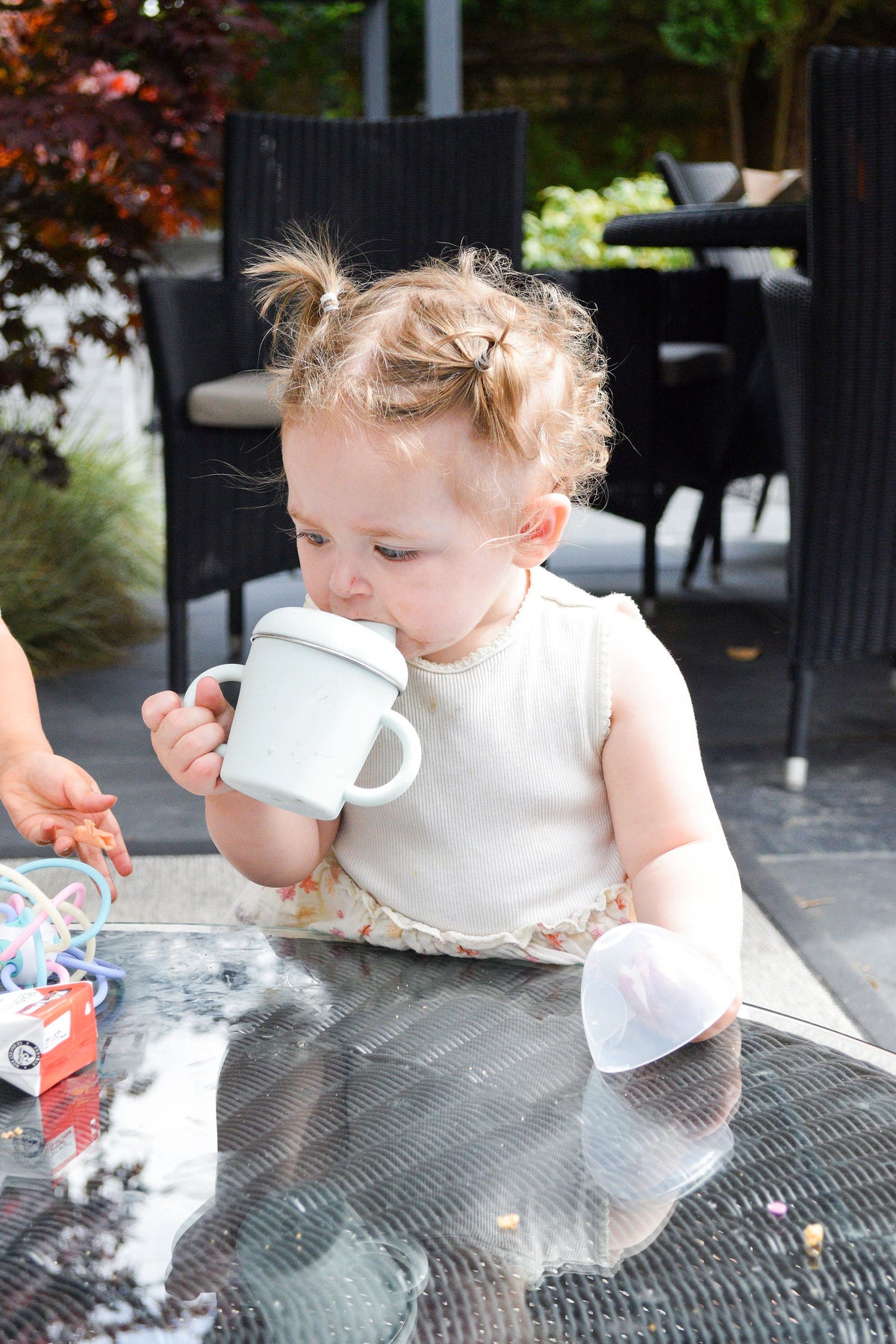 Little one enjoying her Bubba Fresh sippy cup outdoors