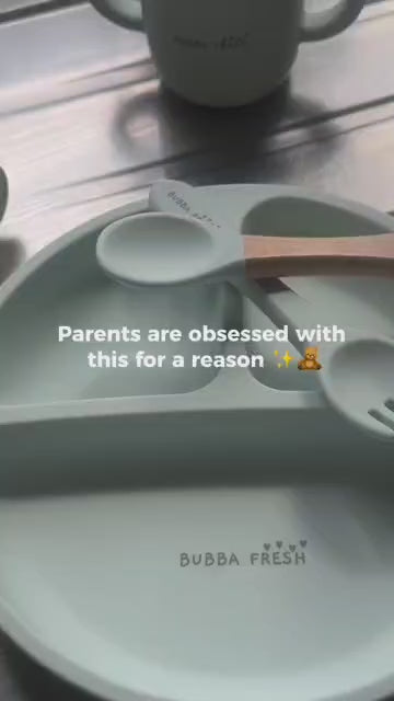 8pc Silicone Mealtime Set in action